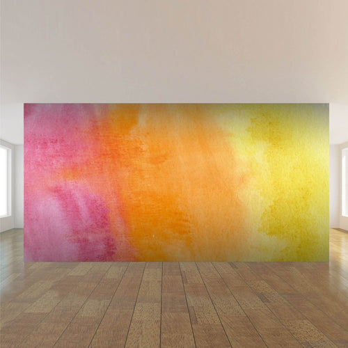 Pink and Orange Watercolor Peel and Stick Removable Wall Mural 5535