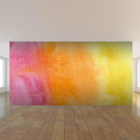 Pink and Orange Watercolor Peel and Stick Removable Wall Mural 5535