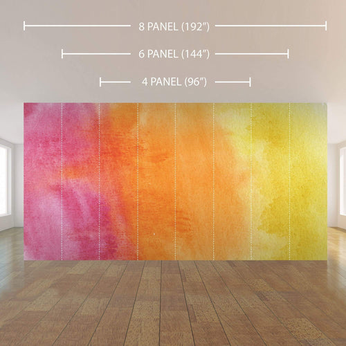 Pink and Orange Watercolor Peel and Stick Removable Wall Mural 5535