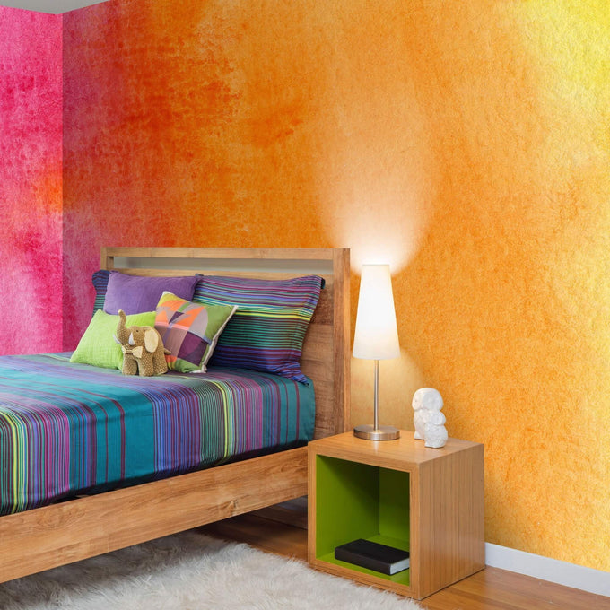 Pink and Orange Watercolor Peel and Stick Removable Wall Mural 5535