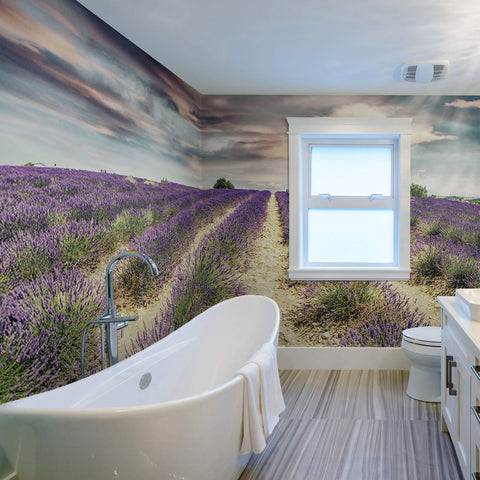 Purple and Gold Floral Peel and Stick Removable Wall Mural 9251