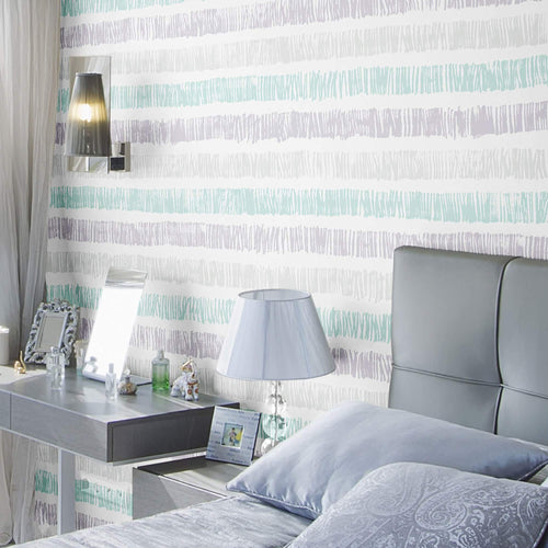 Green and Grey Striped Removable Wallpaper 1822| Walls By Me