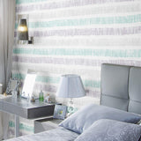 Green and Grey Striped Removable Wallpaper 1822| Walls By Me