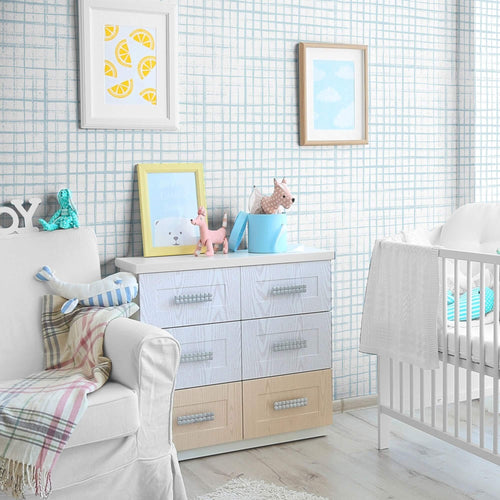 White and Blue Geometric Peel and Stick Removable Wallpaper