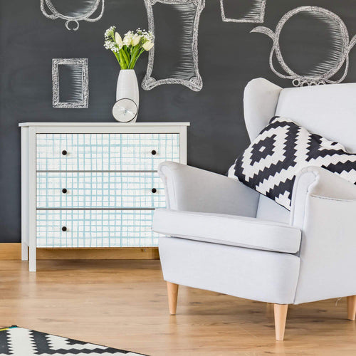 White and Blue Geometric Peel and Stick Removable Wallpaper