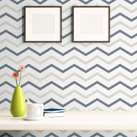 White and Champagne Chevron Removable Wallpaper 5890| Walls By Me