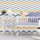 Yellow and Grey Chevron Peel and Stick Removable Wallpaper 7373