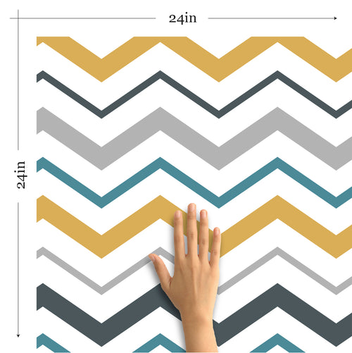 Yellow and Grey Chevron Peel and Stick Removable Wallpaper 7374