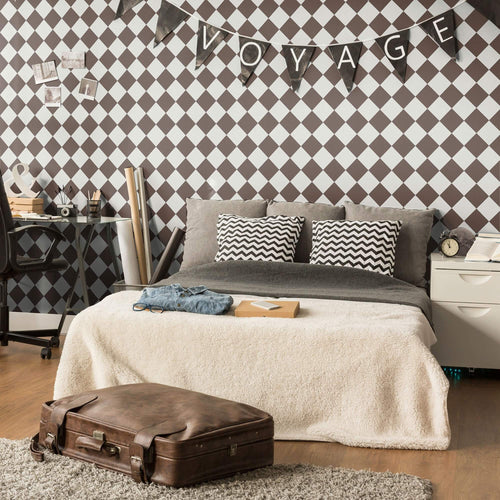 Charcoal and White Checkered Removable Wallpaper 0991| Walls By Me