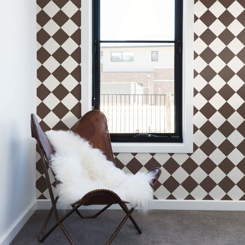 Charcoal and White Checkered Removable Wallpaper 0991| Walls By Me