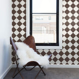 Charcoal and White Checkered Removable Wallpaper 0991| Walls By Me
