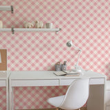 Pink Plaid Peel and Stick Removable Wallpaper