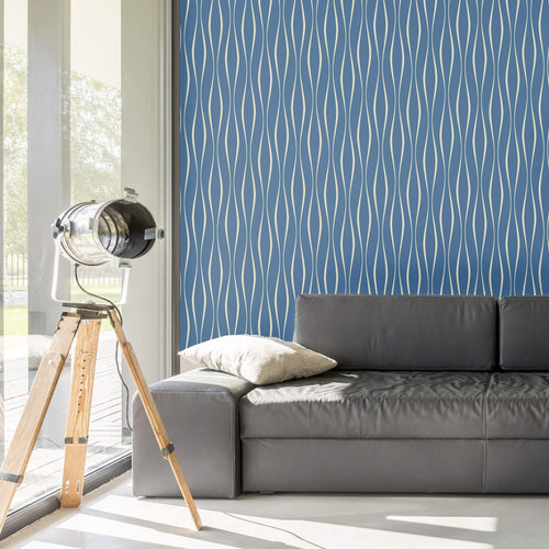 Blue Lines Peel and Stick Removable Wallpaper