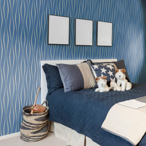 Blue Lines Peel and Stick Removable Wallpaper