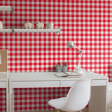 Red and White Plaid Removable Wallpaper 6879| Walls By Me