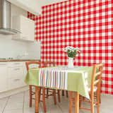 Red and White Plaid Removable Wallpaper 6879| Walls By Me