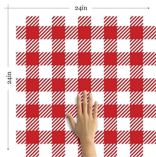 Red and White Plaid Removable Wallpaper 6879| Walls By Me