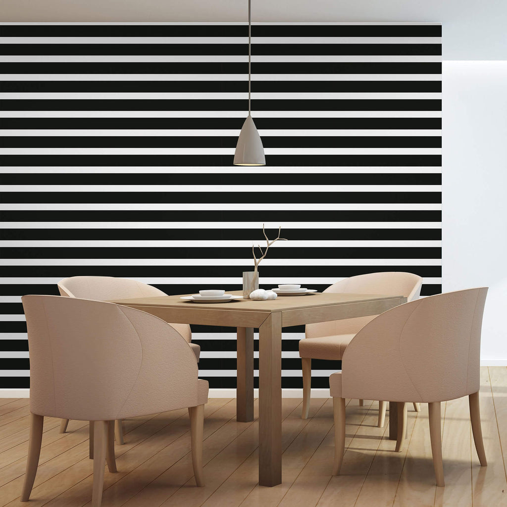 Black & White Horizontal Striped Wallpaper Walls By Me