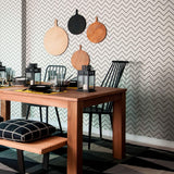 Black Chevron Peel and Stick Removable Wallpaper