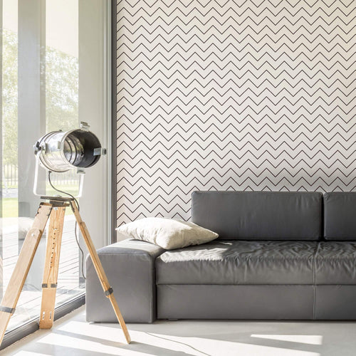 Black Chevron Peel and Stick Removable Wallpaper