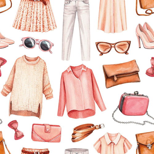 White and Pink Vintage Teens Removable Wallpaper 5930| Walls By Me