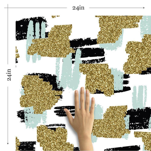 Gold and Teal Teens Removable Wallpaper 1944| Walls By Me