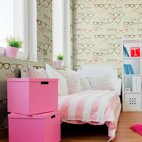 Tan and Beige Retro Teens Removable Wallpaper 1078| Walls By Me