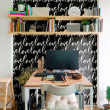 White and Black Handwriting Teens Peel and Stick Removable Wallpaper