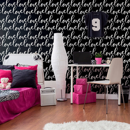 White and Black Handwriting Teens Peel and Stick Removable Wallpaper