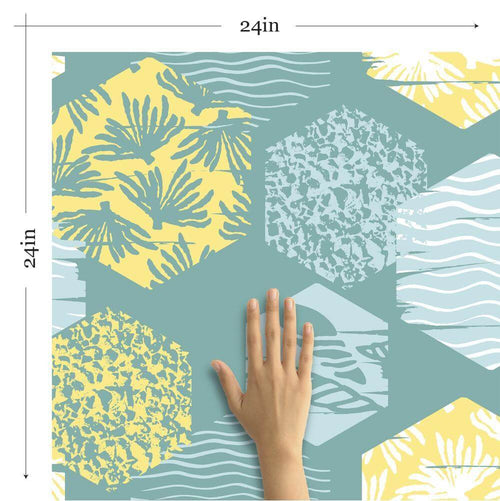 Yellow and Mint Green Retro Teens Removable Wallpaper 3230| Walls By Me