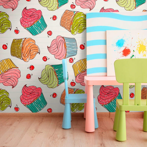 Red and Brown Food Teens Peel and Stick Removable Wallpaper