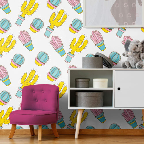 Yellow and Purple Tropical Teens Removable Wallpaper 3052| Walls By Me