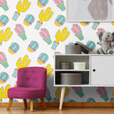Yellow and Purple Tropical Teens Removable Wallpaper 3052| Walls By Me