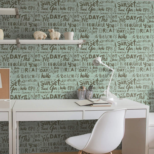 Green Handwriting Teens Removable Wallpaper 5412| Walls By Me