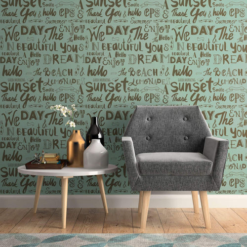 Green Handwriting Teens Removable Wallpaper 5412| Walls By Me
