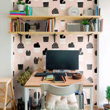 Peach and Black Tropical Removable Wallpaper 4612| Walls By Me