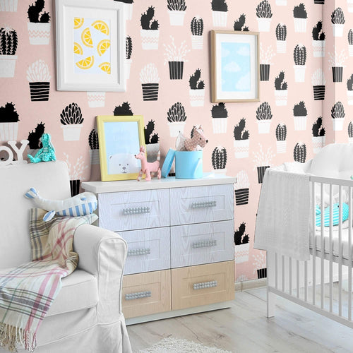 Peach and Black Tropical Removable Wallpaper 4612| Walls By Me