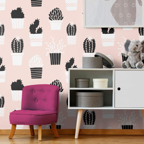 Peach and Black Tropical Removable Wallpaper 4612| Walls By Me