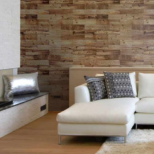 Brown Faux Wood Peel and Stick Removable Wallpaper