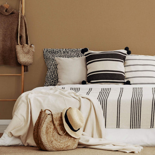 Brown and Beige Grasscloth Texture Peel and Stick Removable Wallpaper