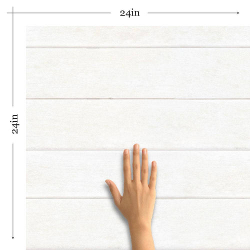 White Ivory Faux Shiplap Texture Peel and Stick Removable Wallpaper
