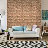 Red and Orange Brick Texture Peel and Stick Removable Wallpaper