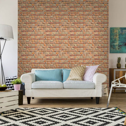 Red and Orange Brick Texture Peel and Stick Removable Wallpaper