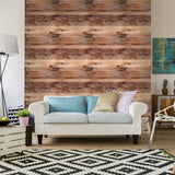 Tan and Brown Wood Imitation Peel and Stick Removable Wallpaper