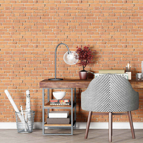 A ready-to-use red brick removable wallpaper for your living space