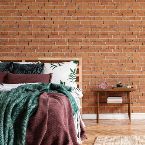 A ready-to-use red brick removable wallpaper for your living space