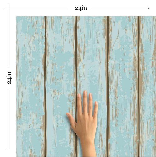 Turquoise Faux Wood Peel and Stick Removable Wallpaper
