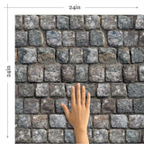 Brown and Grey Stone imitation Peel and Stick Removable Wallpaper