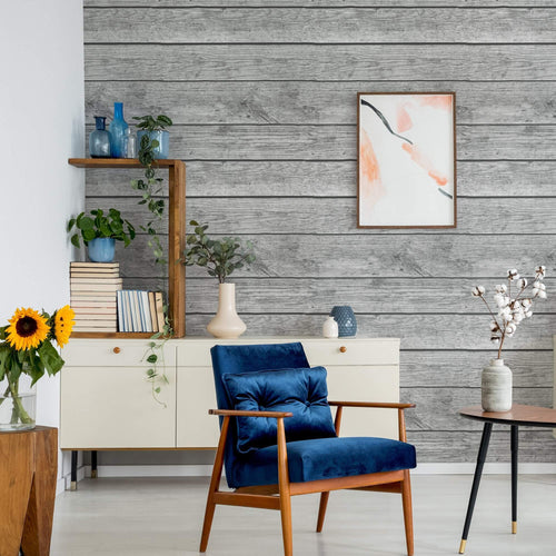 Grey Shiplap Textured Peel and Stick Removable Wallpaper