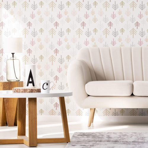 Pink and Grey Boho Style Themed Removable Wallpaper 7708 | Walls By Me